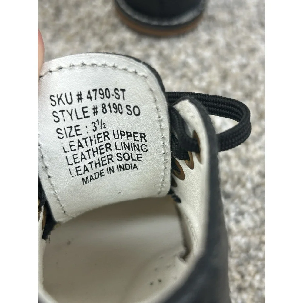 Josmo Walker Black Leather Hard Bottom Lace Up Walkers Size 3.5